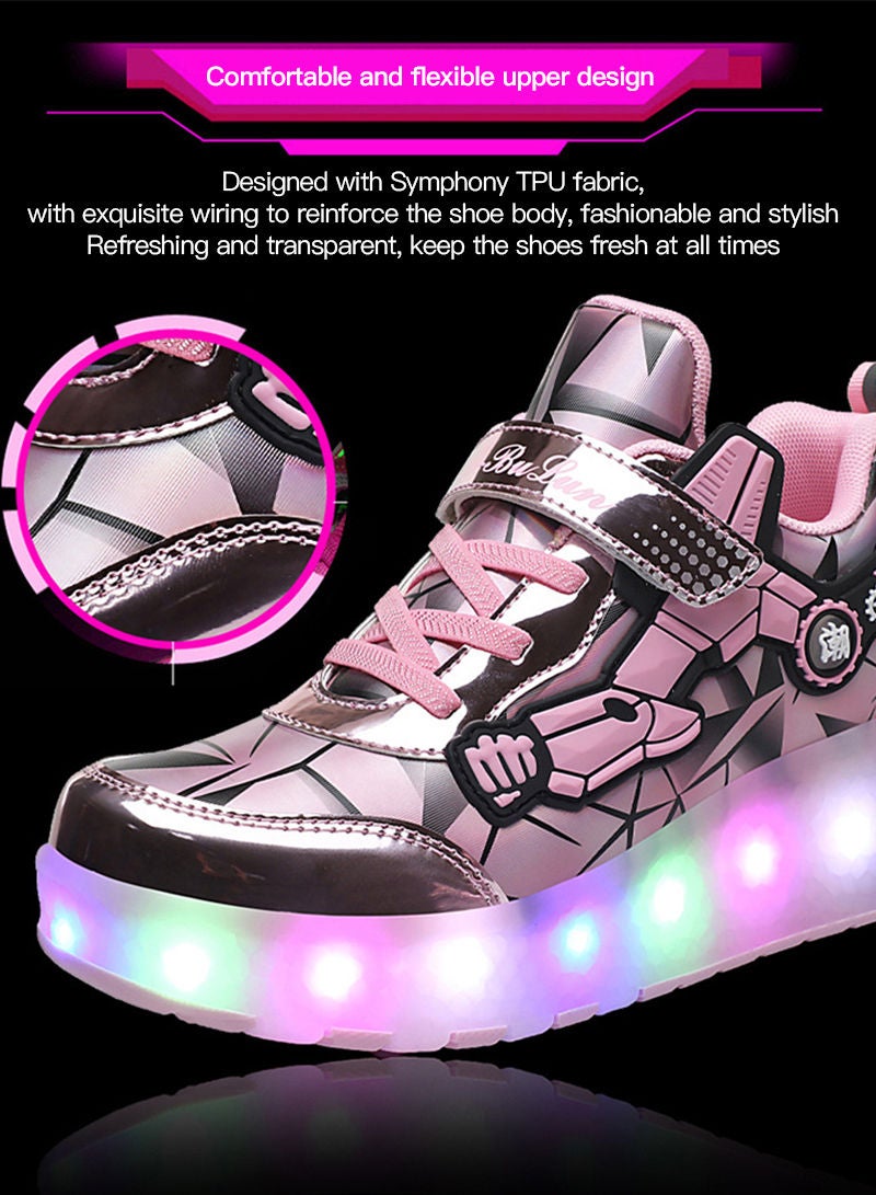 Breathability Roller Shoes USB Charge Girls Boys Sneakers with Wheels LED Roller Skates Shoes - Image 4