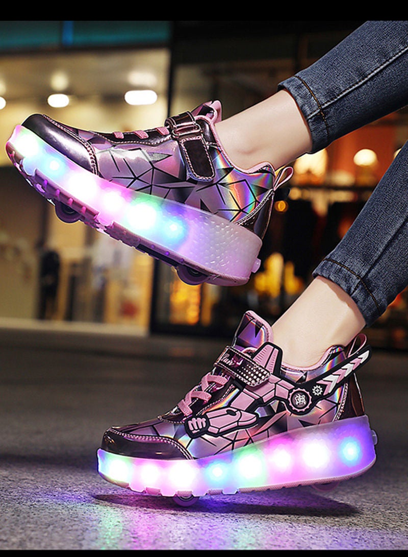 Breathability Roller Shoes USB Charge Girls Boys Sneakers with Wheels LED Roller Skates Shoes - Image 2