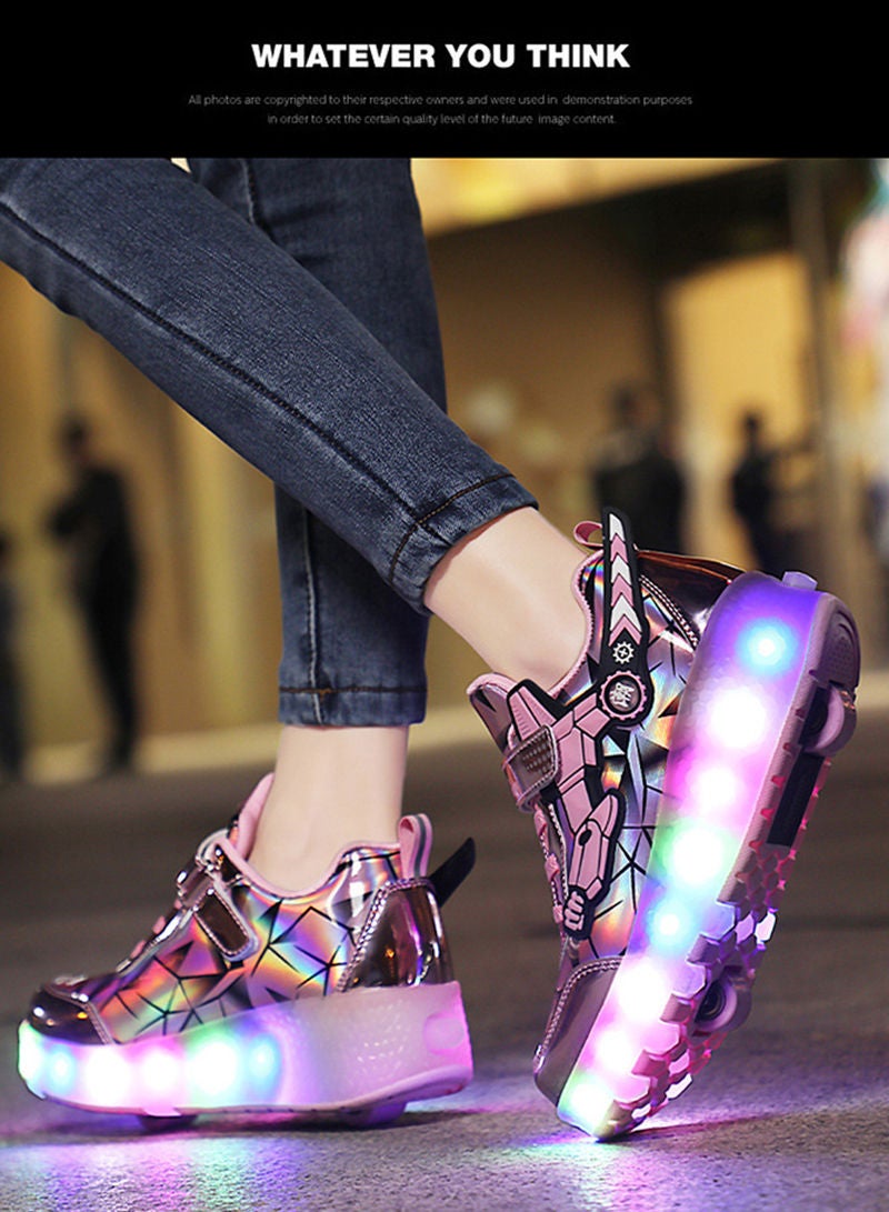 Breathability Roller Shoes USB Charge Girls Boys Sneakers with Wheels LED Roller Skates Shoes - Image 3