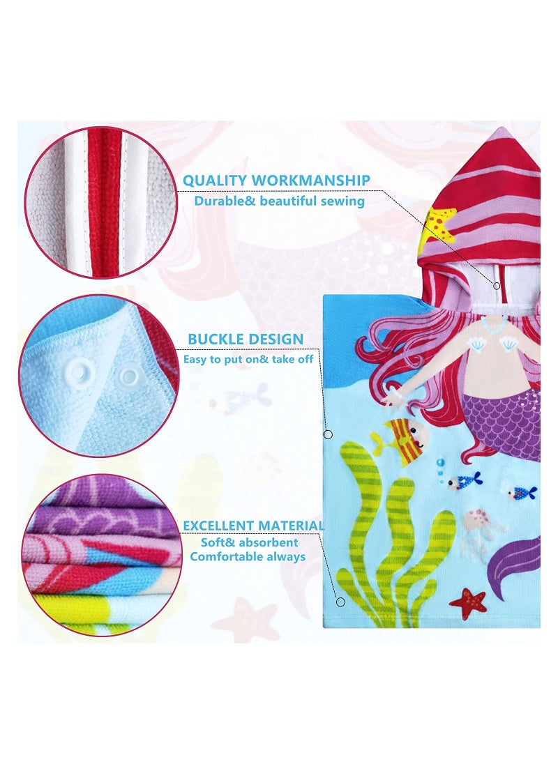 SYOSI Kids Bath Towel for 1-6 Years Toddler, 1Pcs Kids Hooded Towel, Microfiber Bath Towel Super Soft Robe Poncho Bathrobe, Boys Girls Swimming Beach Holiday Water Playing Pool Bath Coverups (3D Mermaid)  - Image 4