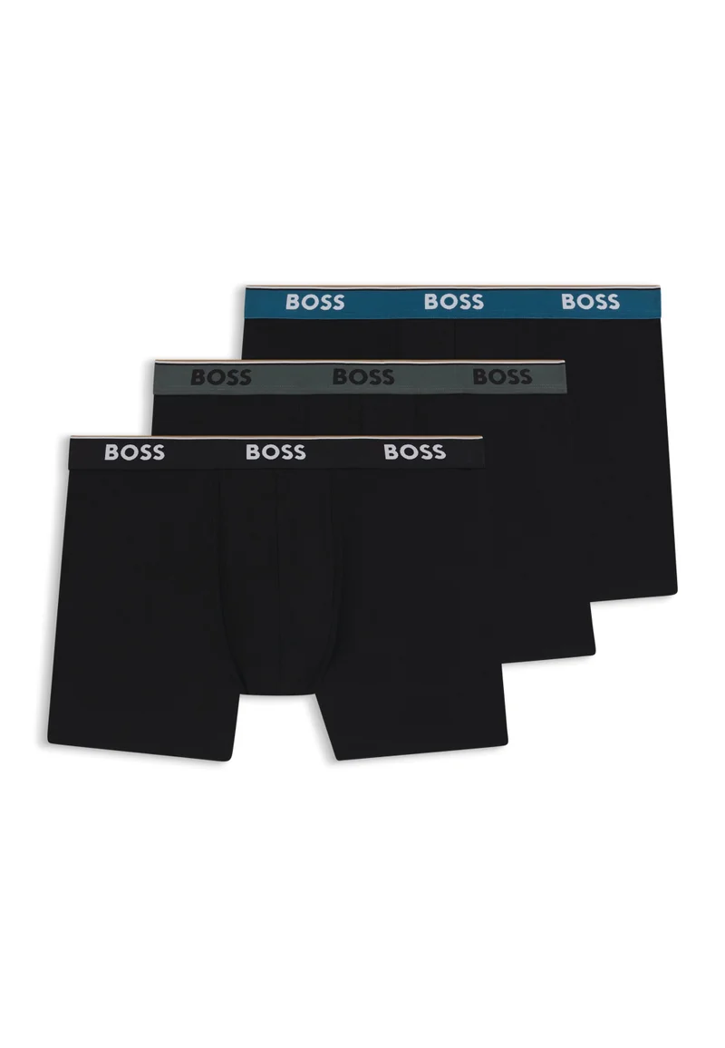 BOSS Three-pack of stretch-cotton boxer briefs with logos