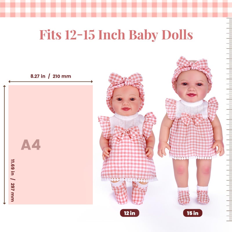 BABESIDE 6 Sets of Baby Doll Clothes for 12-15 Inch Dolls, Various Styles Baby Dolls Clothes and Doll Accessories Set with Dolls Hats Socks for Girls Pretend Play Toys - Image 3