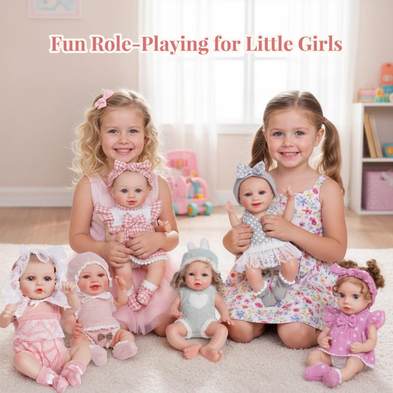 BABESIDE 6 Sets of Baby Doll Clothes for 12-15 Inch Dolls, Various Styles Baby Dolls Clothes and Doll Accessories Set with Dolls Hats Socks for Girls Pretend Play Toys - Image 5