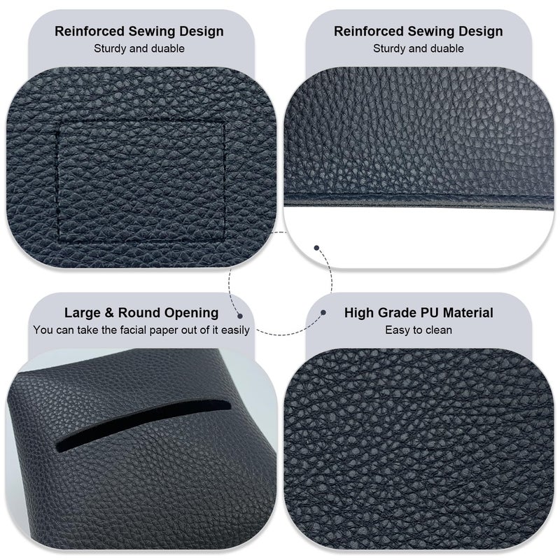 PENGLONG Tissue Box Cover 5X5X5'' PU Leather Tissue Holder Square Tissue Cube Box Organizer for Bathroom Vanity Countertop, Car, Night Stands, Office, Home, Kitchen (1Pack, Black) - Image 4