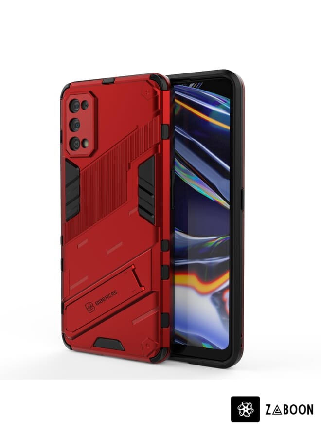 Zaboon غطاء حماية لهاتف OPPO Realme 7 Pro بتصميم بانك درع 2 في 1 من PC + TPU مقاوم للصدمات مع حامل غير مرئي - Image 1