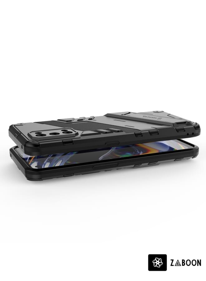 Zaboon غطاء حماية لهاتف OPPO Realme 7 Pro بتصميم بانك درع 2 في 1 من PC + TPU مقاوم للصدمات مع حامل غير مرئي - Image 4