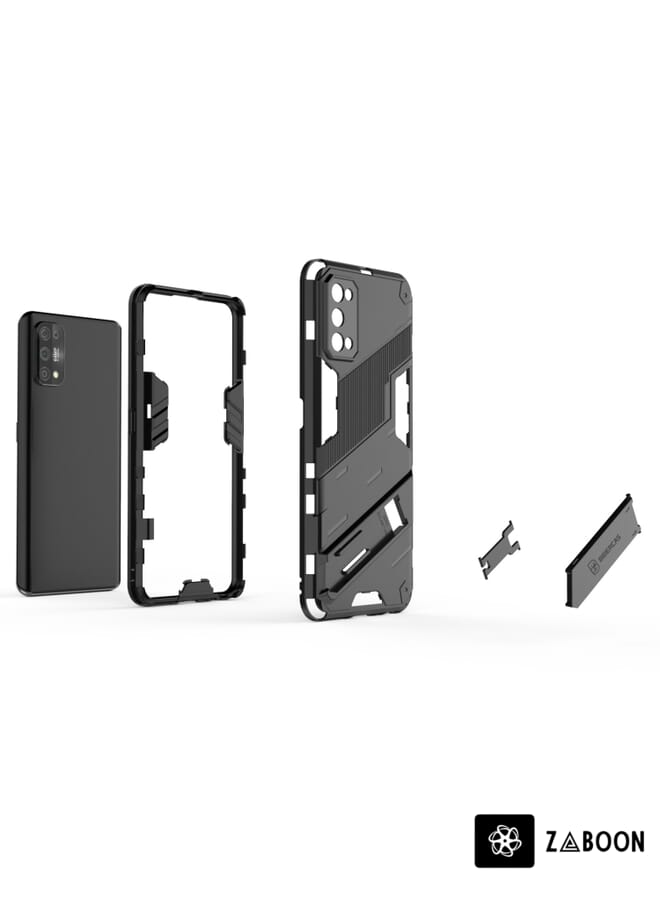 Zaboon غطاء حماية لهاتف OPPO Realme 7 Pro بتصميم بانك درع 2 في 1 من PC + TPU مقاوم للصدمات مع حامل غير مرئي - Image 3