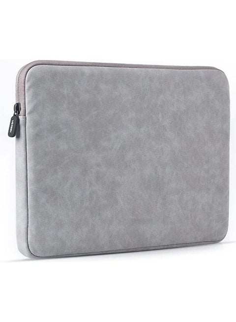 13.3 Inch Laptop Sleeve Compatible with MacBook Air 13 MacBook Pro 13 Leather Laptop Case Water-Resistant Laptop Sleeve Soft Padded Zipper Sleeve Protective Briefcase(Gray)
