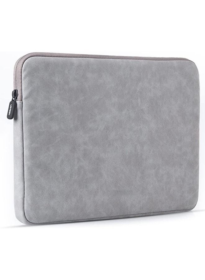 Arabest 13.3 Inch Laptop Sleeve Compatible with MacBook Air 13 MacBook Pro 13 Leather Laptop Case Water-Resistant Laptop Sleeve Soft Padded Zipper Sleeve Protective Briefcase(Gray)  - Image 1
