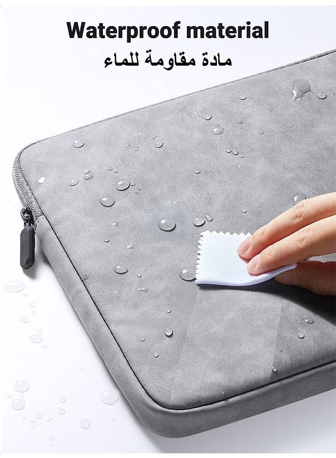 Arabest 13.3 Inch Laptop Sleeve Compatible with MacBook Air 13 MacBook Pro 13 Leather Laptop Case Water-Resistant Laptop Sleeve Soft Padded Zipper Sleeve Protective Briefcase(Gray)  - Image 3
