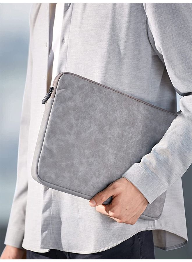 13.3 Inch Laptop Sleeve Compatible with MacBook Air 13 MacBook Pro 13 Leather Laptop Case Water-Resistant Laptop Sleeve Soft Padded Zipper Sleeve Protective Briefcase(Gray)