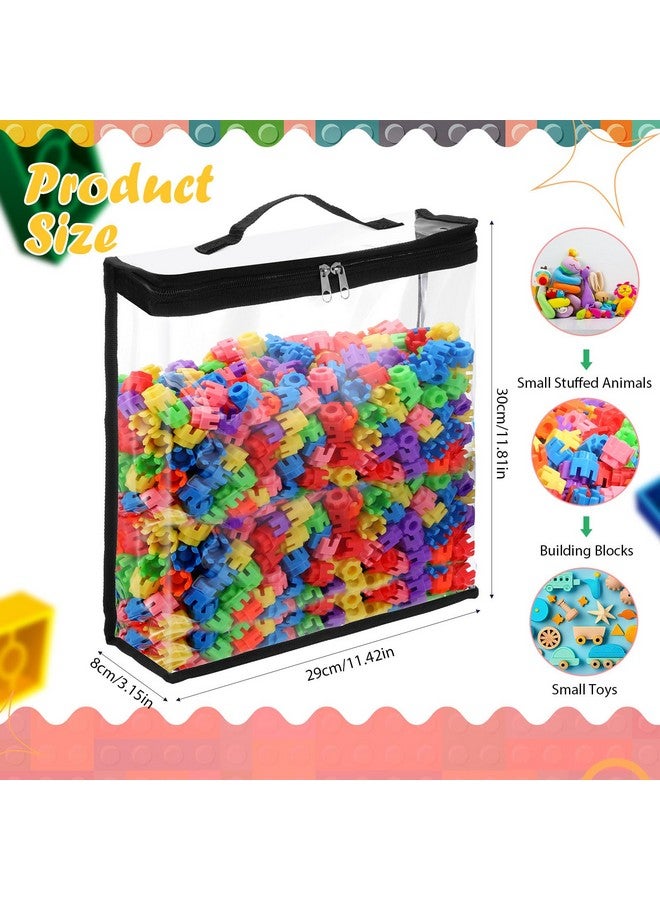 GliCraft 3 Pcs Toy Storage Bags with Zipper Clear PVC Organizing Bags with Zippered Waterproof for Storage Transparent Plastic Travelling Pouch for Toys Building Blocks Kids Books Puzzles - Image 2