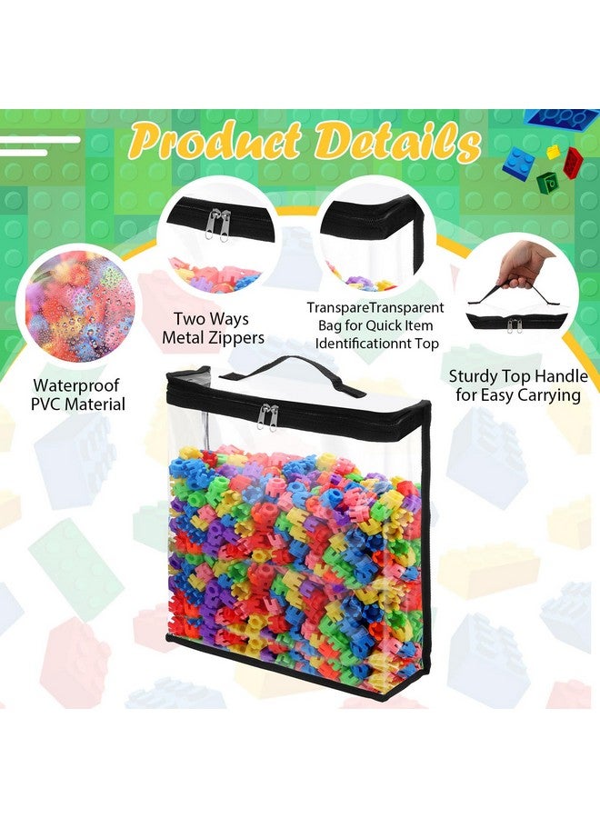 GliCraft 3 Pcs Toy Storage Bags with Zipper Clear PVC Organizing Bags with Zippered Waterproof for Storage Transparent Plastic Travelling Pouch for Toys Building Blocks Kids Books Puzzles - Image 4