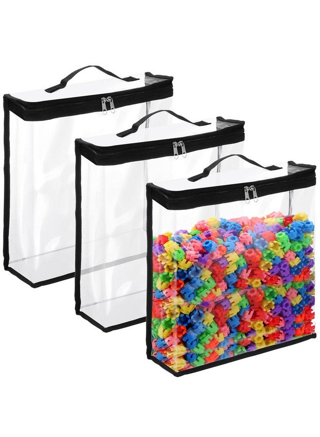 GliCraft 3 Pcs Toy Storage Bags with Zipper Clear PVC Organizing Bags with Zippered Waterproof for Storage Transparent Plastic Travelling Pouch for Toys Building Blocks Kids Books Puzzles - Image 1