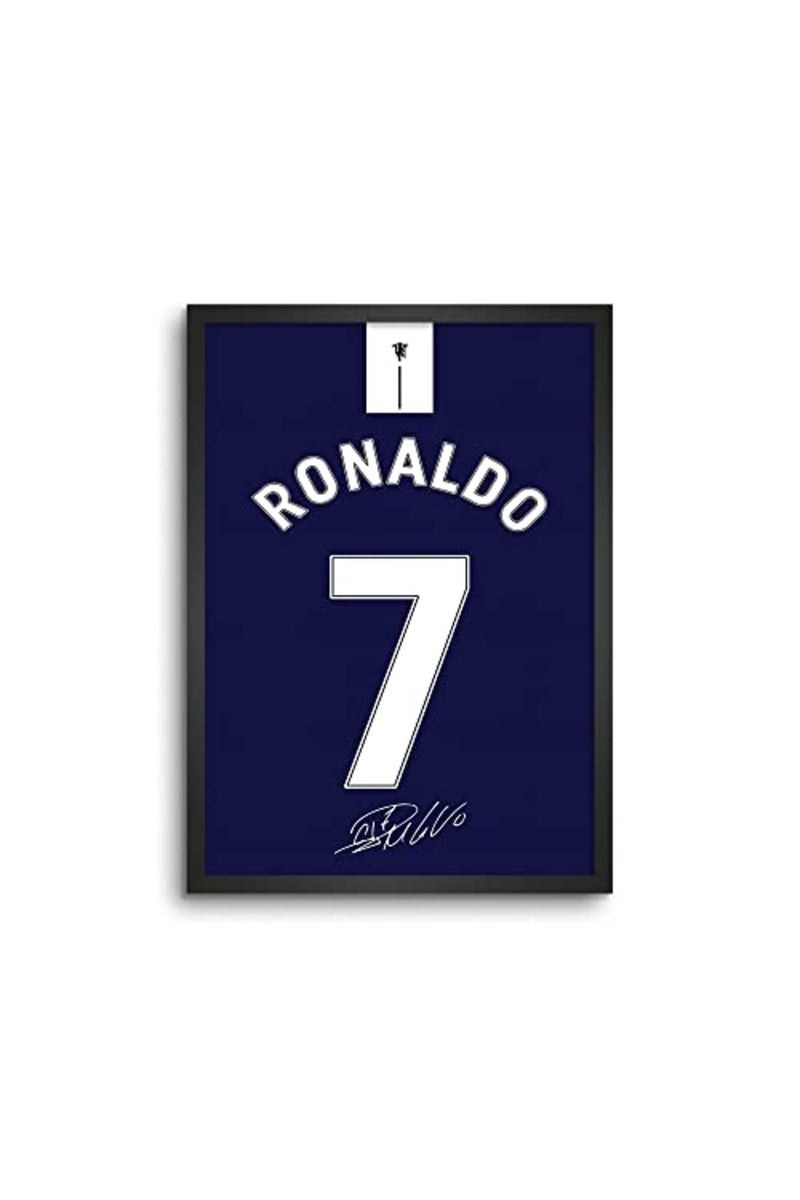 LAMRON Ronaldo Blue Jersey Wall Decoration Art Framed Poster, 8 Inch x 12 Inch, Matt Laminated Poster with 0.5 Inch Black Wooden Frame - Image 2