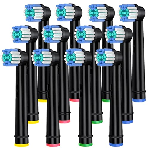 ARTCESAR Replacement Heads for Oral B,12 Pack Soft Electric Toothbrush Heads,Deep and Precise Cleaning for Oral B Braun Pro1000/1500/7500/3000/7000/8000/500 (Black) - Image 1