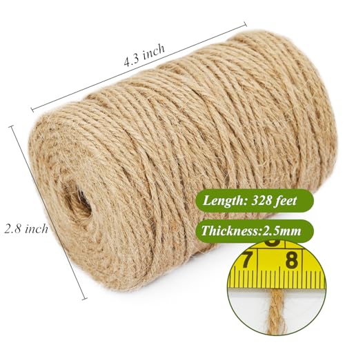 Leecogo Jute Twine 328 Feet 2.5mm 4Ply Heavy Duty Brown Jute Rope String for Home Gardening Plant Picture Hanger Industrial Packing Mason Jars Wedding Decorations Crafts - Image 3