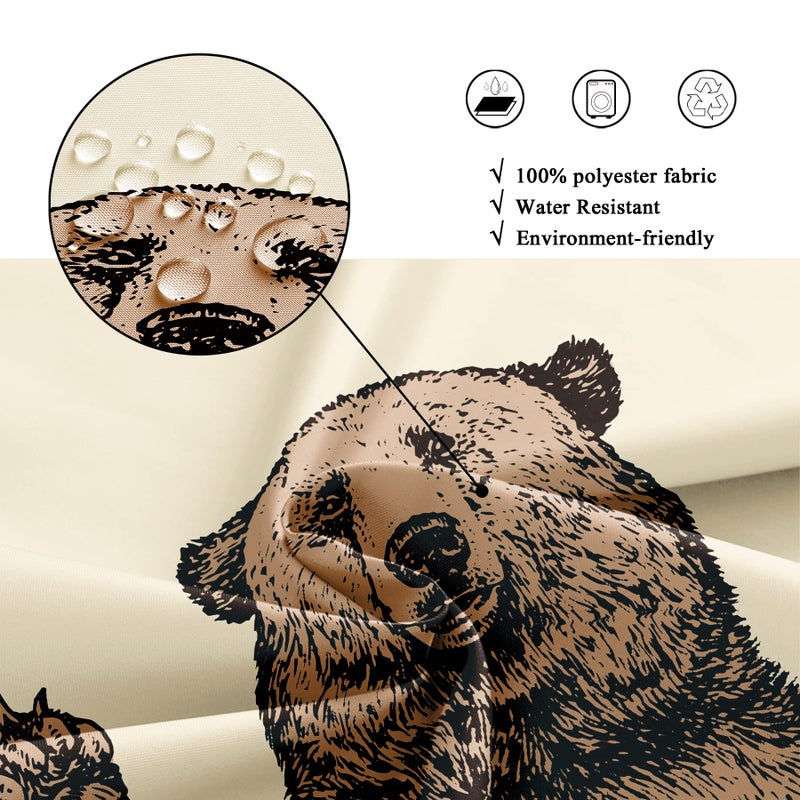 ريديكور RIYIDECOR مضحك كشك صغير الدب RV ستارة دش 36WX72H بوصة حيوان ضيقة نصف المشي منفردة الاطفال بني قل مرحبا أطفال ديكور الأقمشة الحمام بوليستر مقاوم للماء السنانير WW-PYKF - Image 4