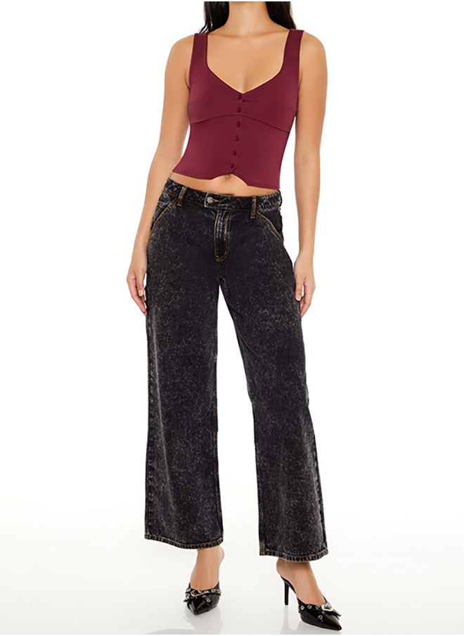 FOREVER 21 Ponte Knit Button-Front Crop Top  - Image 4
