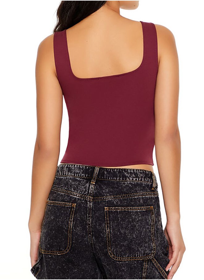 FOREVER 21 Ponte Knit Button-Front Crop Top  - Image 3