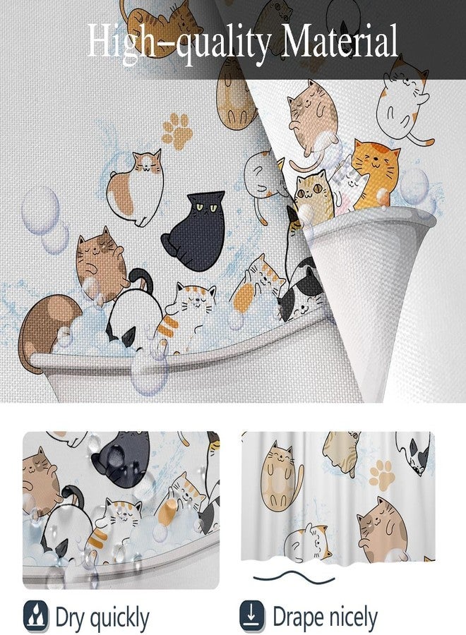 Coxila Cute Cat Shower Curtain for Kids Children Funny Fun Kitty Cartoon Animal Pattern Colorful Hilarious Girls Extra Long Pets Paw 72 x 84 Inch Polyester Fabric 12 Pack Hooks - Image 3