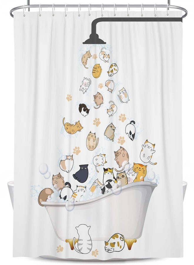 Coxila Cute Cat Shower Curtain for Kids Children Funny Fun Kitty Cartoon Animal Pattern Colorful Hilarious Girls Extra Long Pets Paw 72 x 84 Inch Polyester Fabric 12 Pack Hooks - Image 5