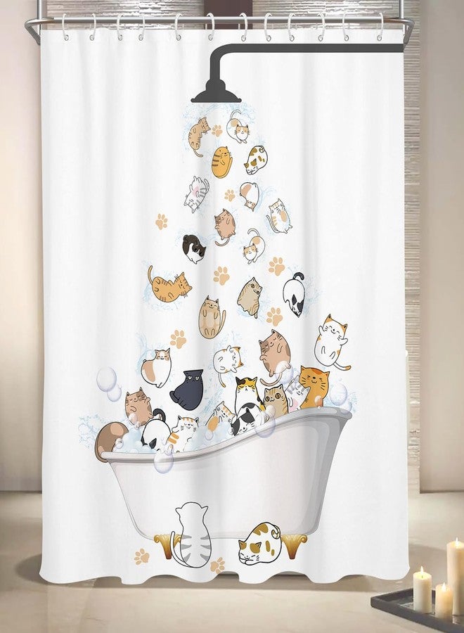Coxila Cute Cat Shower Curtain for Kids Children Funny Fun Kitty Cartoon Animal Pattern Colorful Hilarious Girls Extra Long Pets Paw 72 x 84 Inch Polyester Fabric 12 Pack Hooks - Image 4
