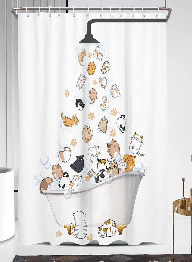 Coxila Cute Cat Shower Curtain for Kids Children Funny Fun Kitty Cartoon Animal Pattern Colorful Hilarious Girls Extra Long Pets Paw 72 x 84 Inch Polyester Fabric 12 Pack Hooks - Image 1
