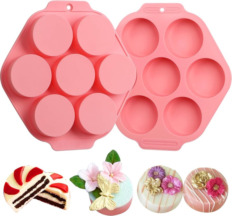 Sidosir 2Pcs Oreo Cookie Chocolate Silicone Mold, 7-Cavity Round Cylinder Oreo Chocolate Cover Molds for Candy, Silicone Baking Molds for Mini Cakes, Jelly - Image 1