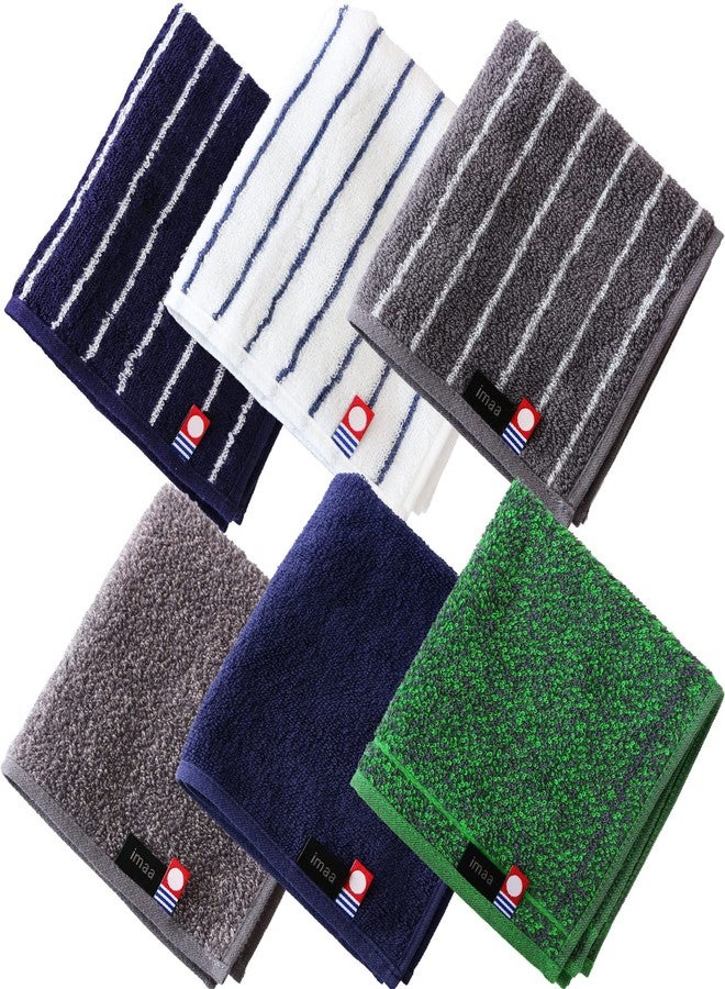 imaa Japanese Imabari Towel Set - 6 Pack 9.8"x9.8" Mini Face Towels, 100% Cotton, Made in Japan - Soft, Absorbent, for Travel, Baby, Gym Assortment B (6 Pack) - Image 1