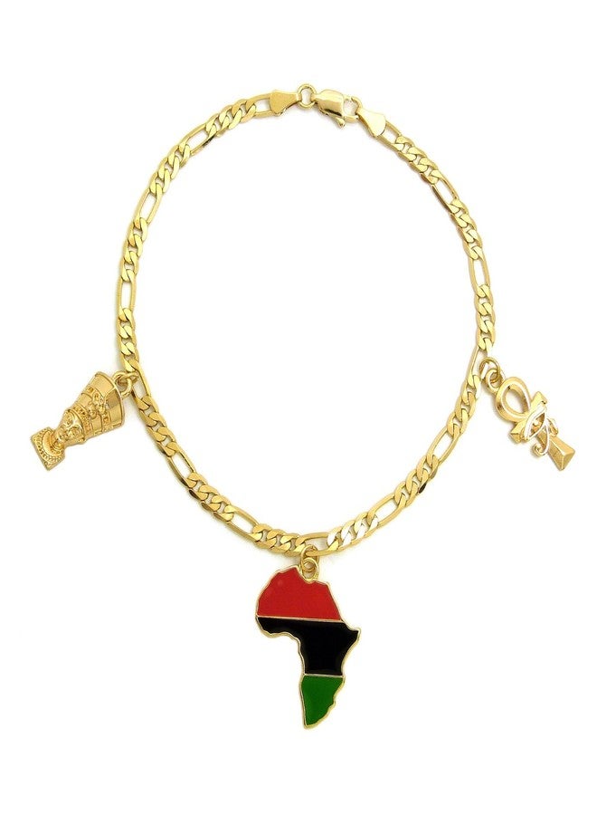 Fashion 21 سلسلة كاحل فيغارو 10" 3.5 مم سحر أنخ المصرية، عين حورس، نفرتيتي، قارة أفريقيا (نفرتيتي + أنخ + 3 سحر) للنساء من فاشن 21 - Image 1