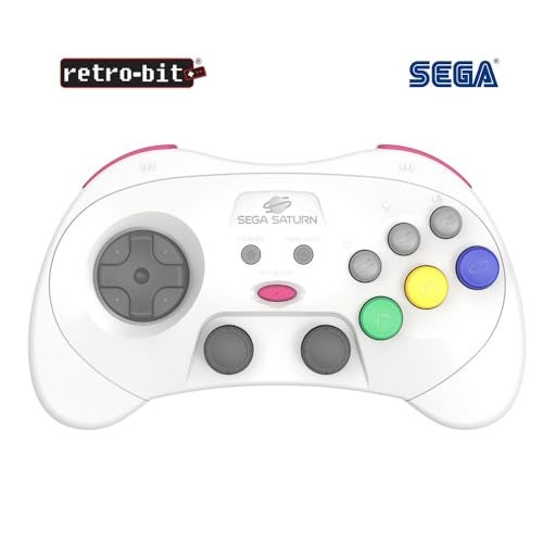 Retro Bit Retro-Bit SEGA Saturn® PRO - 2.4GHz Wireless Pro Controller for Sega Saturn, Sega Genesis Mini, Switch, PC, Mac - Includes 2 Receivers - White - Image 1
