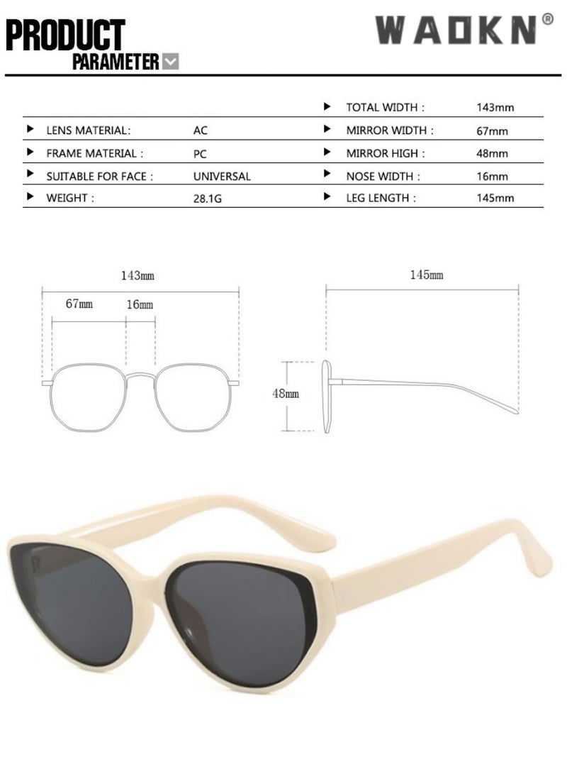 دبليو أيه أو كي أن نظارات شمسية نسائية مستقطبة على شكل عين القطة، حماية من الأشعة فوق البنفسجية، نظارات شمسية كبيرة بإطار بلاستيكي، مناسبة للصيف والسفر على الشاطئ والتخييم 67 مم - Image 4