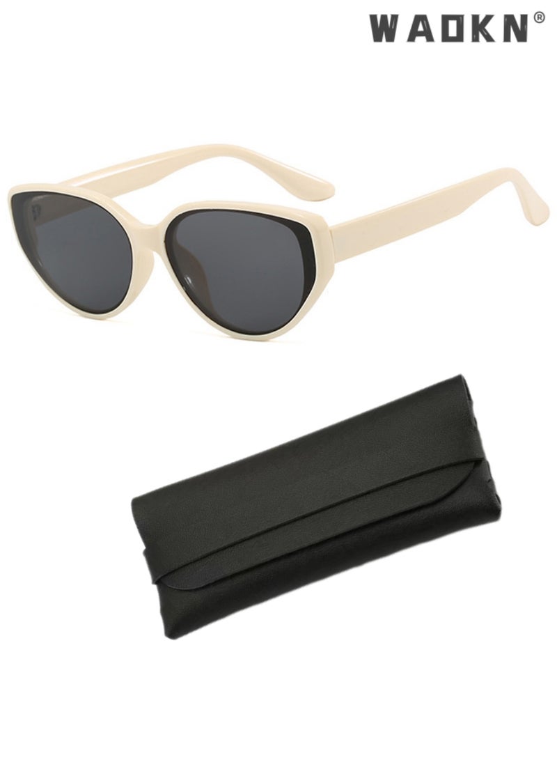 دبليو أيه أو كي أن نظارات شمسية نسائية مستقطبة على شكل عين القطة، حماية من الأشعة فوق البنفسجية، نظارات شمسية كبيرة بإطار بلاستيكي، مناسبة للصيف والسفر على الشاطئ والتخييم 67 مم - Image 1