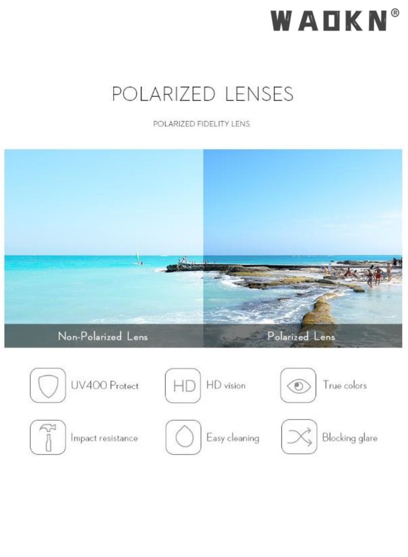 دبليو أيه أو كي أن نظارات شمسية نسائية مستقطبة على شكل عين القطة، حماية من الأشعة فوق البنفسجية، نظارات شمسية كبيرة بإطار بلاستيكي، مناسبة للصيف والسفر على الشاطئ والتخييم 67 مم - Image 3