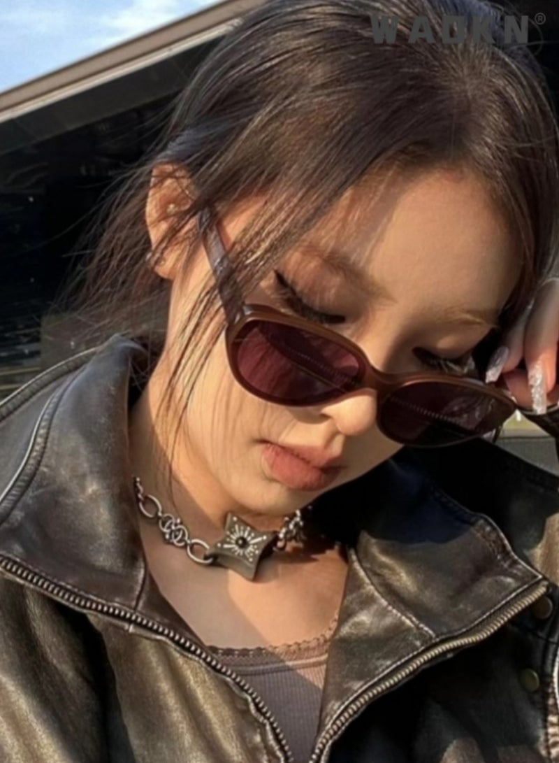 دبليو أيه أو كي أن نظارات شمسية نسائية مستقطبة على شكل عين القطة، حماية من الأشعة فوق البنفسجية، نظارات شمسية كبيرة بإطار بلاستيكي، مناسبة للصيف والسفر على الشاطئ والتخييم 67 مم - Image 5