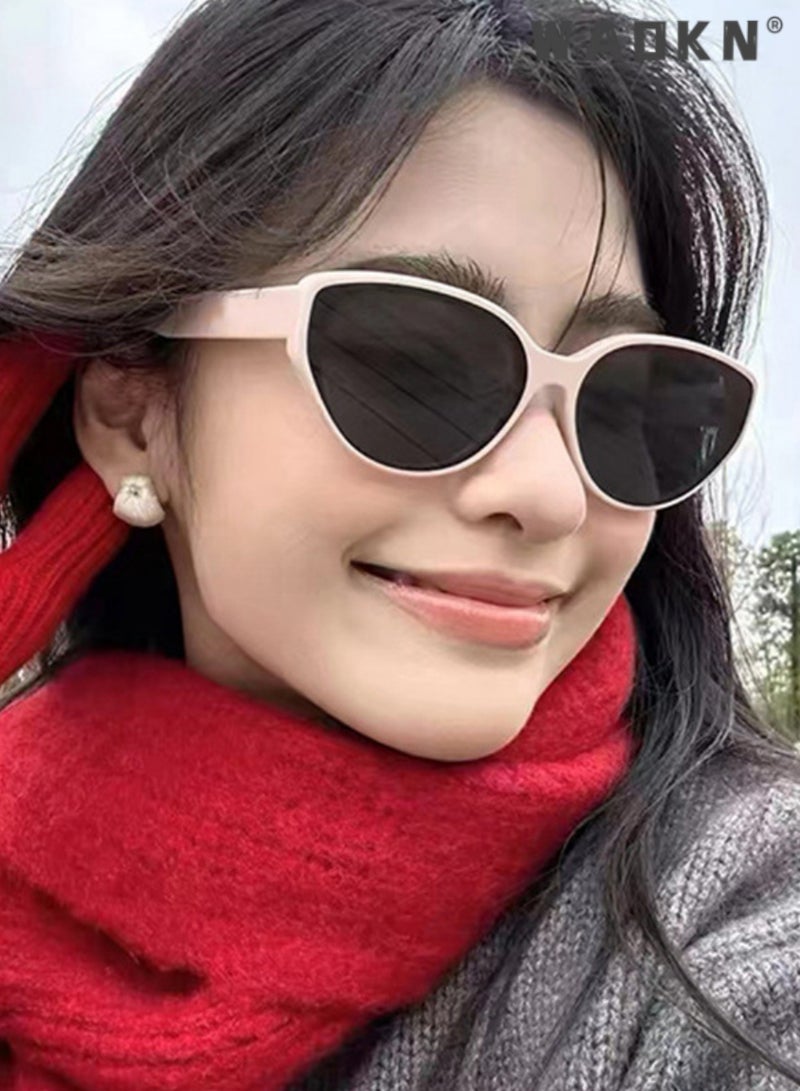 دبليو أيه أو كي أن نظارات شمسية نسائية مستقطبة على شكل عين القطة، حماية من الأشعة فوق البنفسجية، نظارات شمسية كبيرة بإطار بلاستيكي، مناسبة للصيف والسفر على الشاطئ والتخييم 67 مم - Image 2