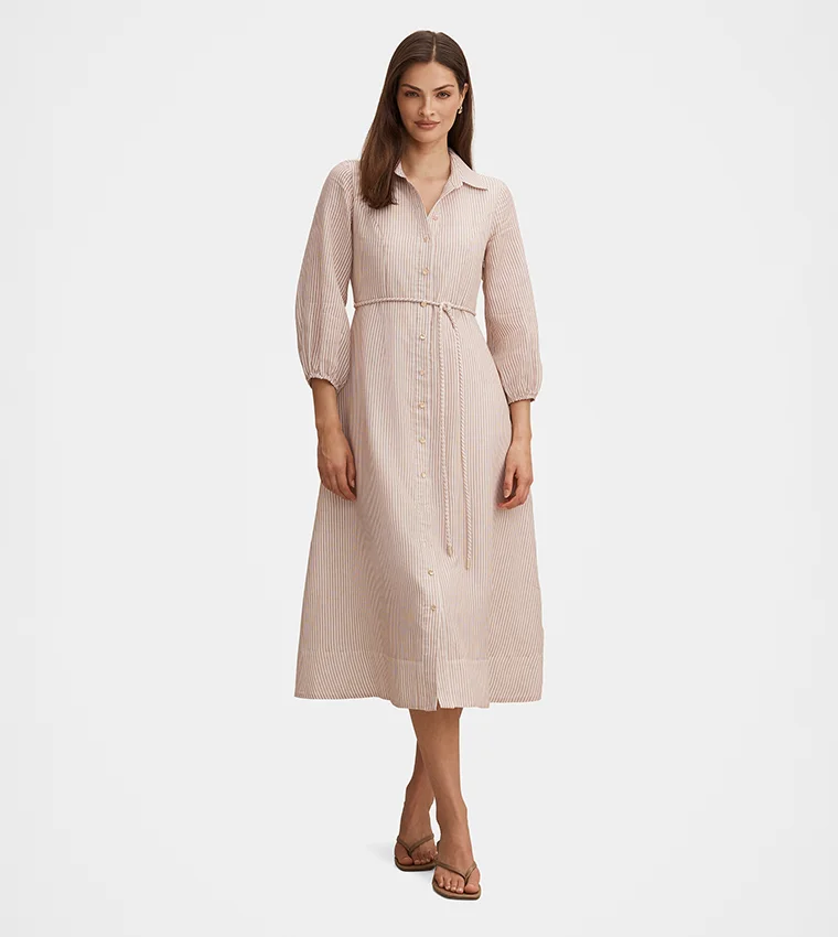 فورايفر نيو Maisy Silk Blend Shirt Dress