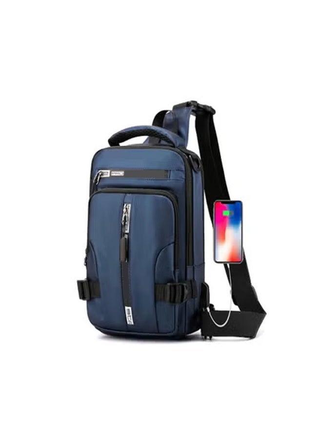 حقيبة حبال حقائب كتف حقيبة صدر للرجال حقيبة كتف مقاومة للماء من النايلون مع منفذ شحن - Image 1