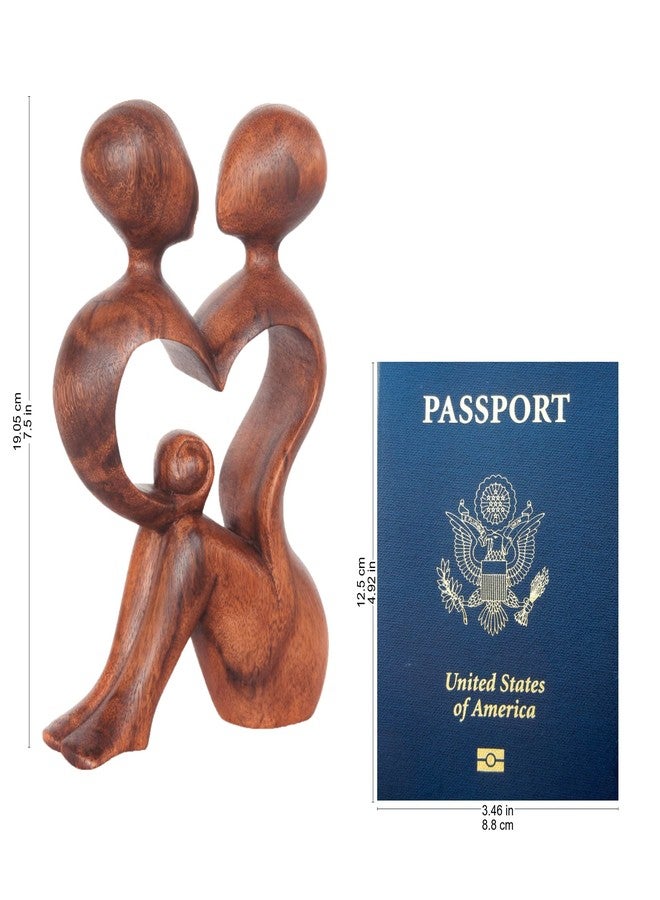 NOVICA Natural Brown Romantic Love Suar Wood Heart Shaped Abstract Human Figure Sculpture, 7.5" Tall 'A Heart Shared by Two' - Image 4