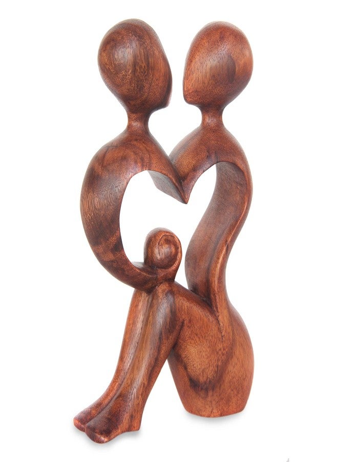 NOVICA Natural Brown Romantic Love Suar Wood Heart Shaped Abstract Human Figure Sculpture, 7.5" Tall 'A Heart Shared by Two' - Image 3