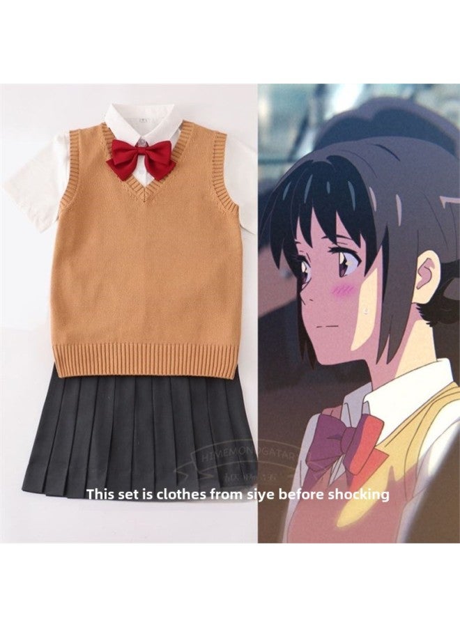 Ji Said "your Name." Lihua Long COS Clothing Gongshui Sanye COSPLAY Uniform A Suit In Stock-Specifications:Three-leaf Three-piece Set + Brown Vest-Color:L  - Image 1