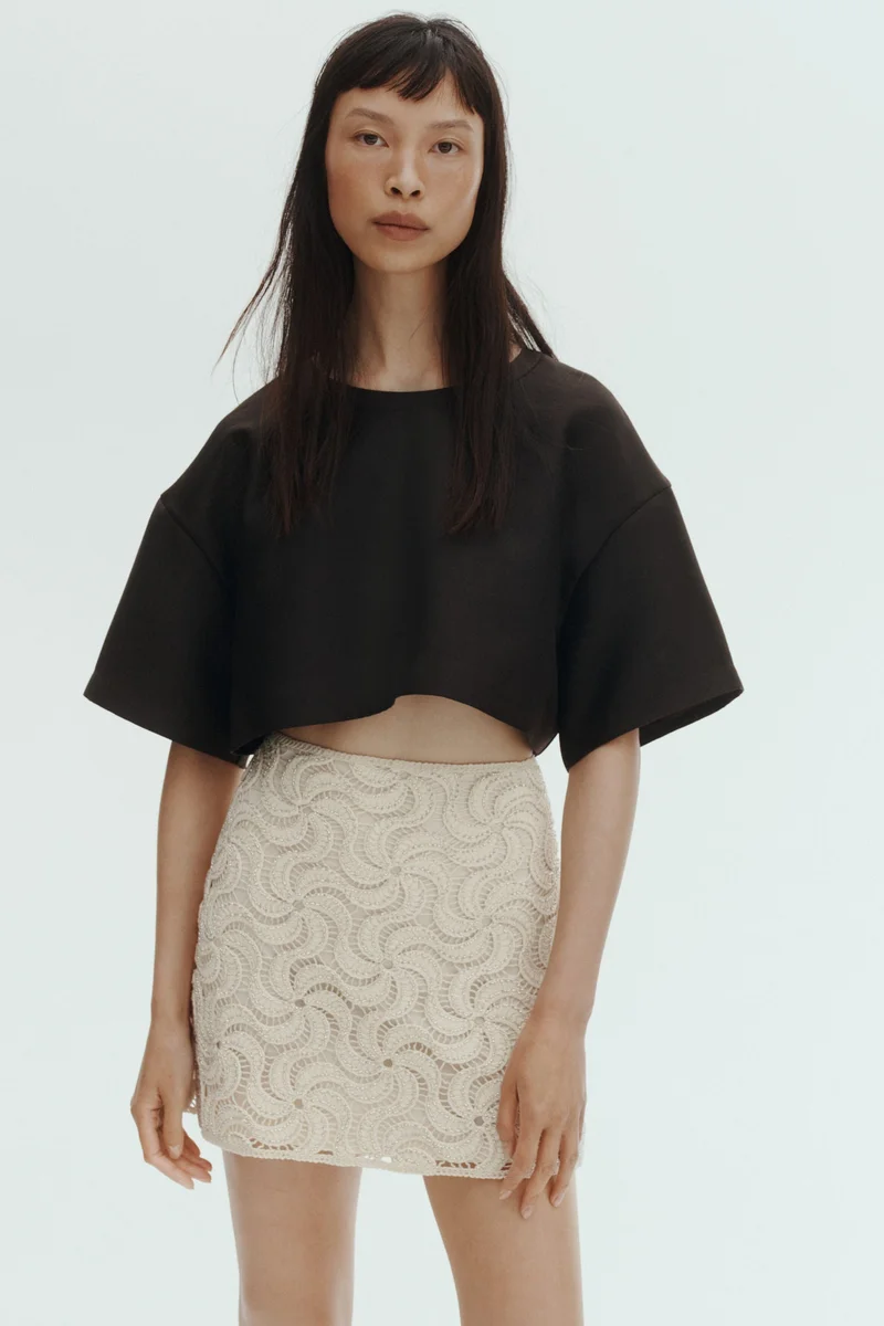 H&M Beaded crochet-look skirt