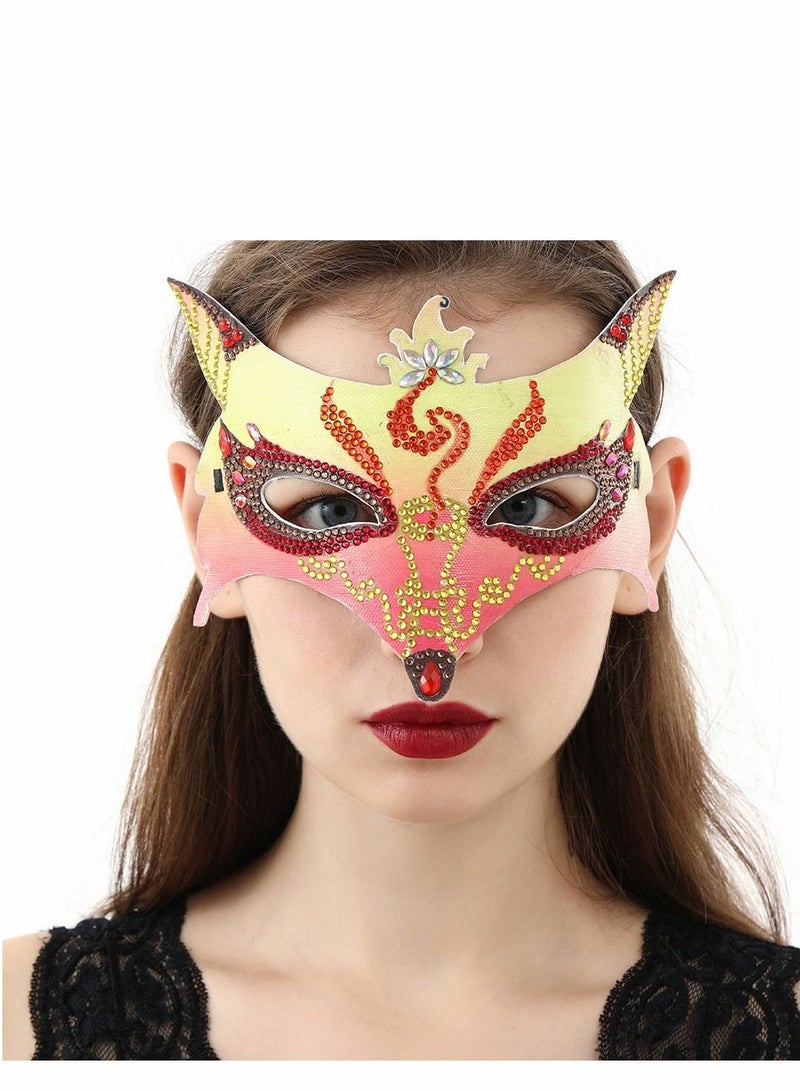 Y&D Masquerade Mask for Women Man DIY 5D Diamond Paintings Carnival Mardi Gras Prom Ball Bar Costume Party Supplies, Tiger Fox Owl, 3 Pieces  - Image 2