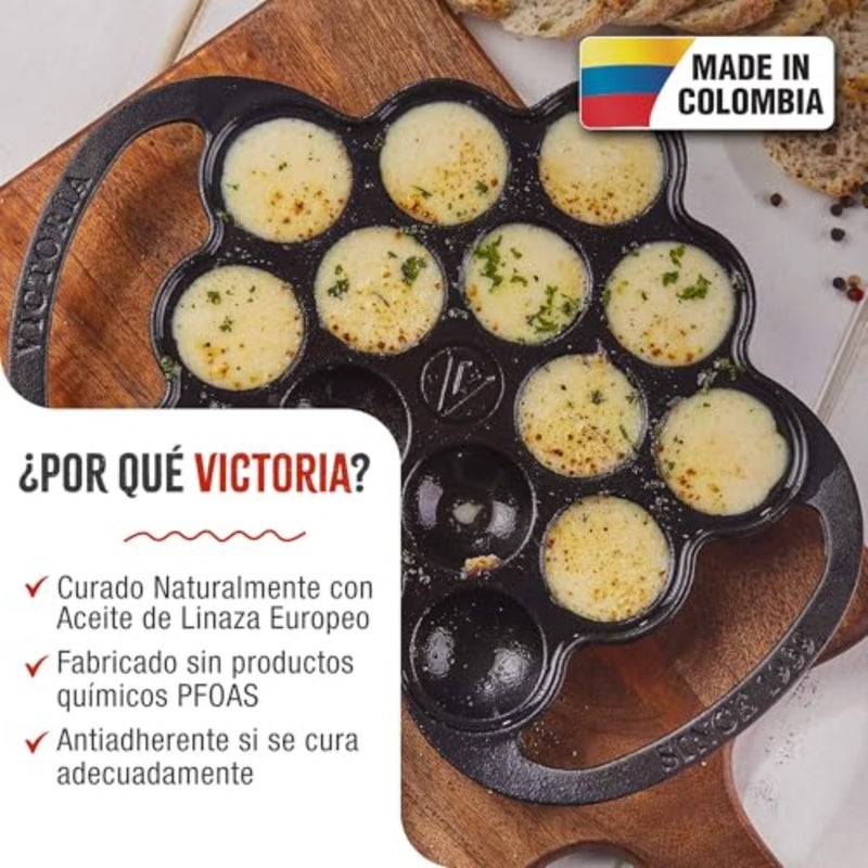 Cast-Iron Poffertjes Dutch Pancake Pan with Loop Handles, Preseasoned with Flaxseed Oil, Made in Colombia - Image 2