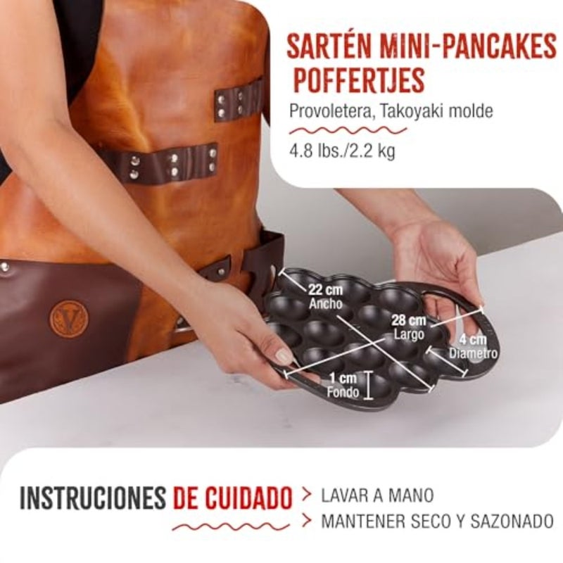 Cast-Iron Poffertjes Dutch Pancake Pan with Loop Handles, Preseasoned with Flaxseed Oil, Made in Colombia - Image 5