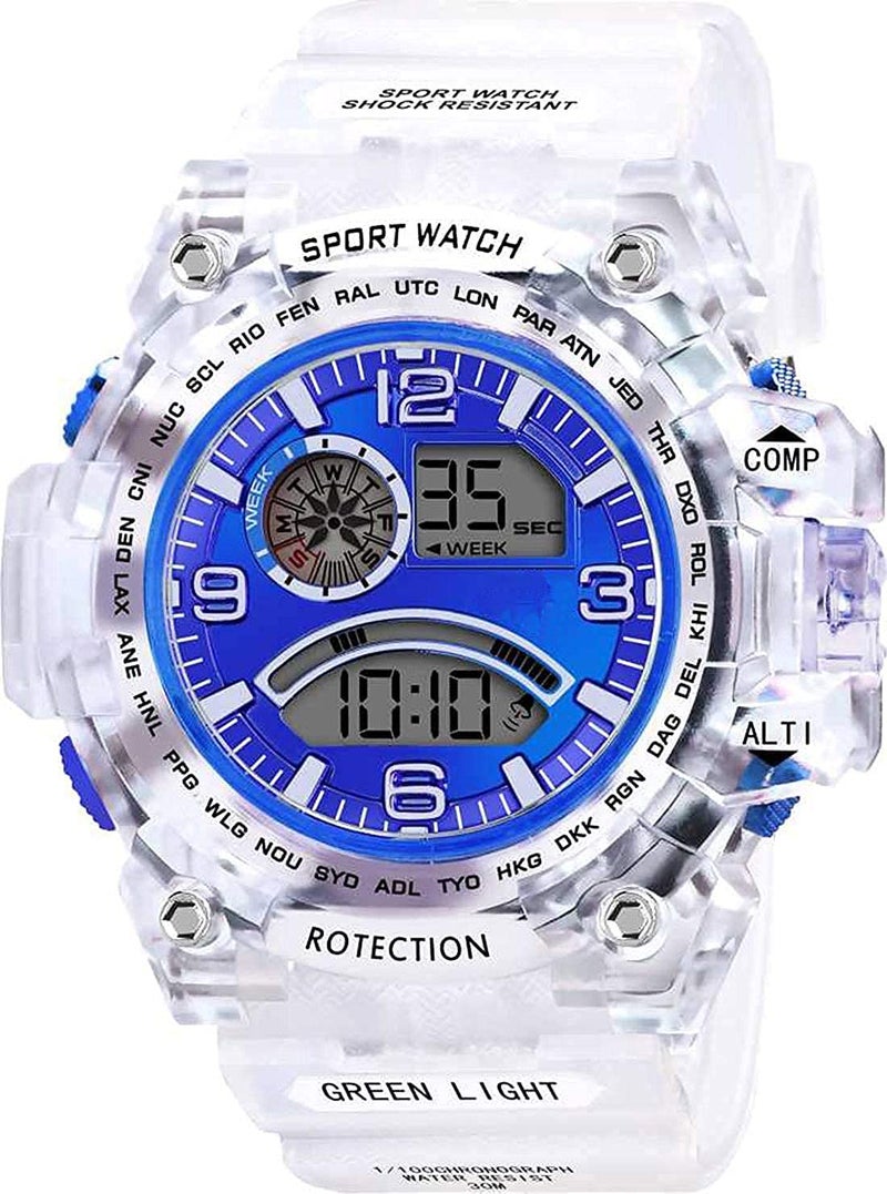 Acnos Plastic Premium Brand-A Digital Watch With Square Led Shockproof Multi-Functional Automatic Blue Dial White Strap Waterproof Digital Sports Watch For Men's Kids,Boys - Watch For Men Pack Of 2 - Image 5