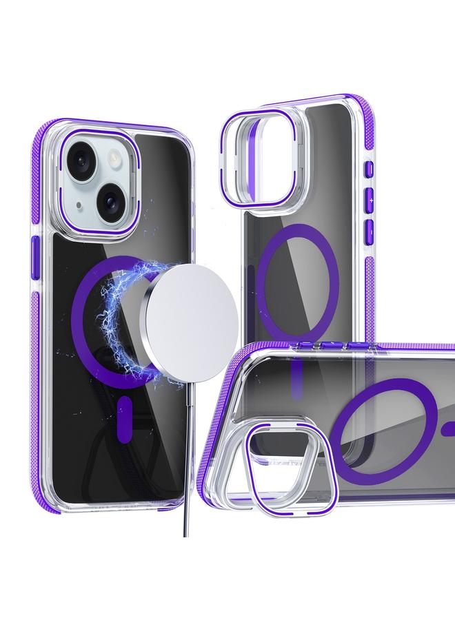 S-TOP Case For iPhone 15 Magsafe Dual-Color Transparent Black Lens Holder Phone Case - Image 1