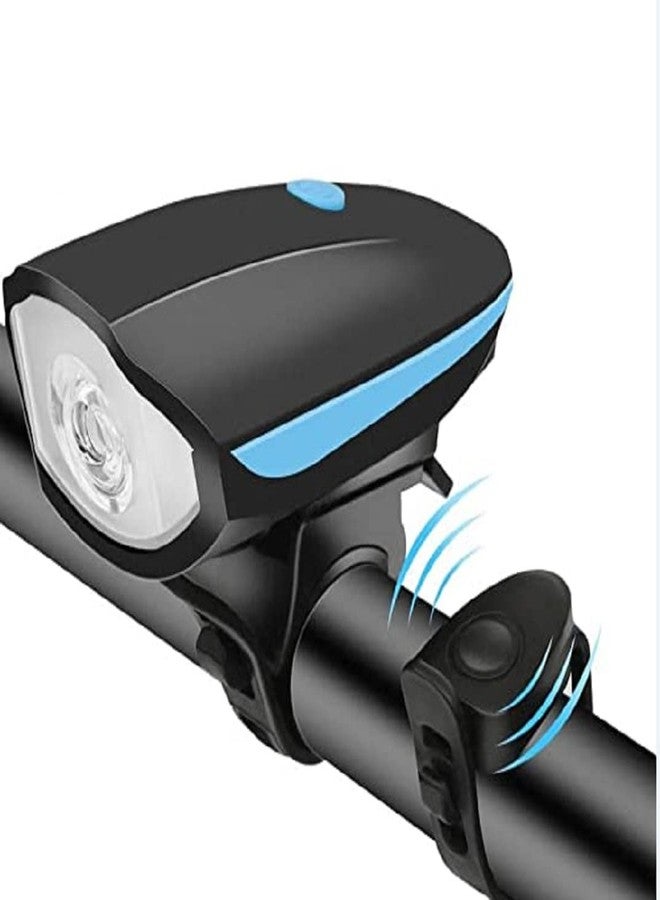 Ilsha® 2-in-1 Rechargeable Cycle Light With Horn - 3 Modes, Waterproof (140 dB), LED Front Light (Multicolor) - Image 1