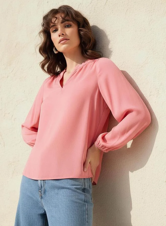 Splash FAV Viscose Top with Mandarin Collar